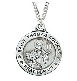 McVan Sterling Silver St. Thomas Aquinas Round Medal-Pendant on 20" Chain