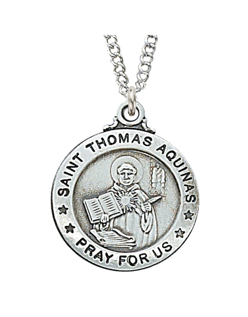 McVan Sterling Silver St. Thomas Aquinas Round Medal-Pendant on 20" Chain