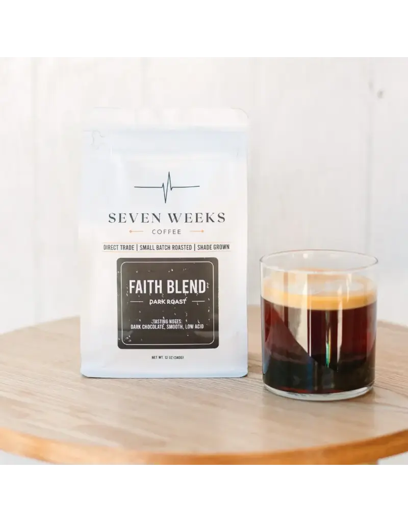 Seven Weeks Coffee:  Faith Blend, Dark Roast, Whole Bean, 12 oz Bag | Sweet Chocolate, Low Acidity, Smooth