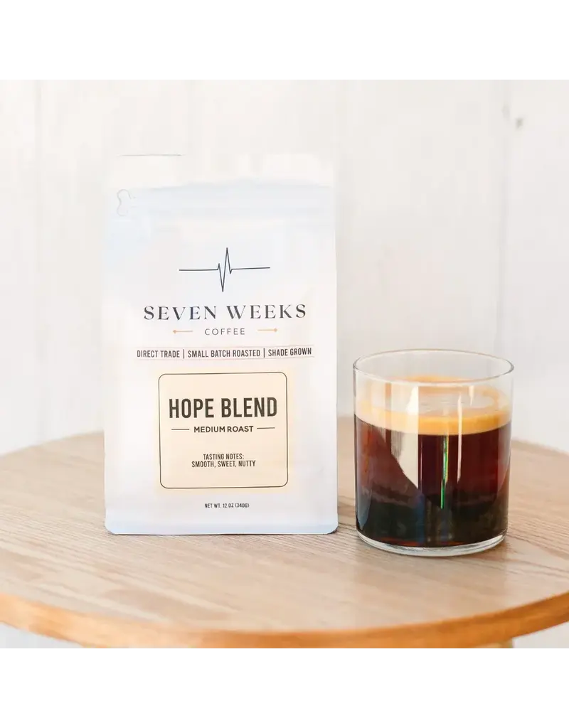 Seven Weeks Coffee:  Hope Blend, Medium Roast, Whole Bean, 12 oz Bag | Smooth, Sweet, Nutty