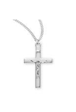 HMH Religious Sterling Silver High Polished Rhodium Plated Crucifix