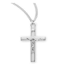 HMH Religious Sterling Silver High Polished Rhodium Plated Crucifix