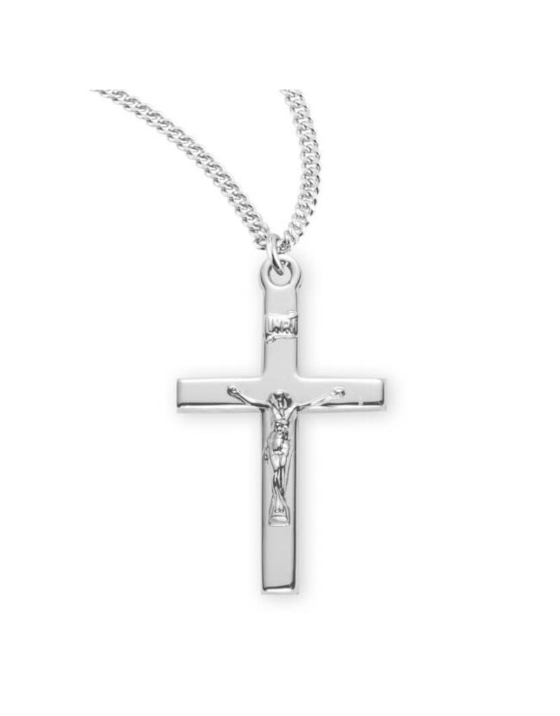 HMH Religious Sterling Silver High Polished Rhodium Plated Crucifix