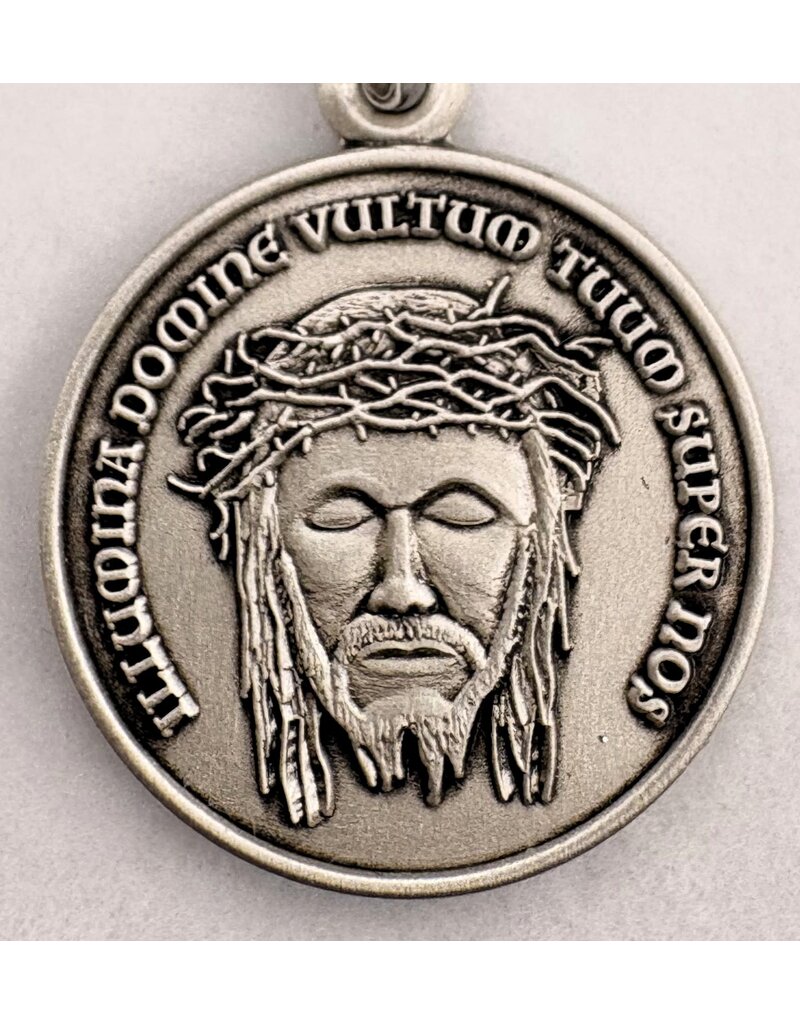 HMH Religious Sterling Silver Christ Holy Face with Latin Text, 20" Chain