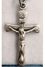 HMH Religious Sterling Silver Crucifix with Flowered Flare on 18" Rhodium Plated Chain