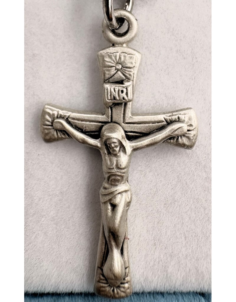 HMH Religious Sterling Silver Crucifix with Flowered Flare on 18" Rhodium Plated Chain