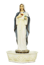 Goldscheider of Vienna Immaculate Heart of Mary  Holy Water Font Stands/Hangs hand painted 9"