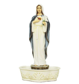 Goldscheider of Vienna Immaculate Heart of Mary  Holy Water Font Stands/Hangs hand painted 9"