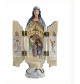 Goldscheider of Vienna Lady of Grace/Annunciation Triptych, hand-painted, 8"