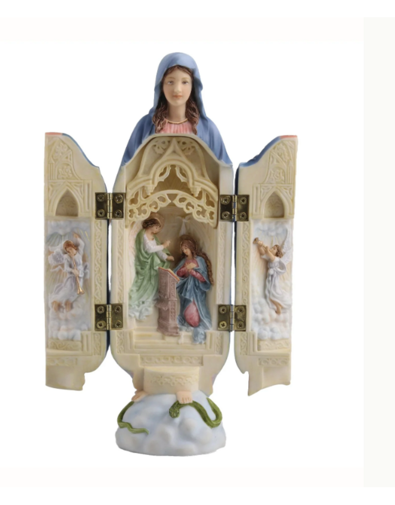 Goldscheider of Vienna Lady of Grace/Annunciation Triptych, hand-painted, 8"