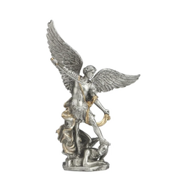 Goldscheider of Vienna Archangel St. Michael , pewter style, gold trim, 4 Inches