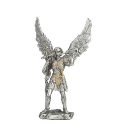 Goldscheider of Vienna Archangel Gabriel Statue, pewter style-gold trim, 4"
