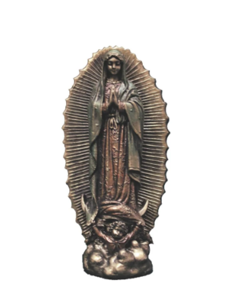 Goldscheider of Vienna Our Lady of Guadalupe  Statue, 3.25", lightly hand-painted cold cast bronze