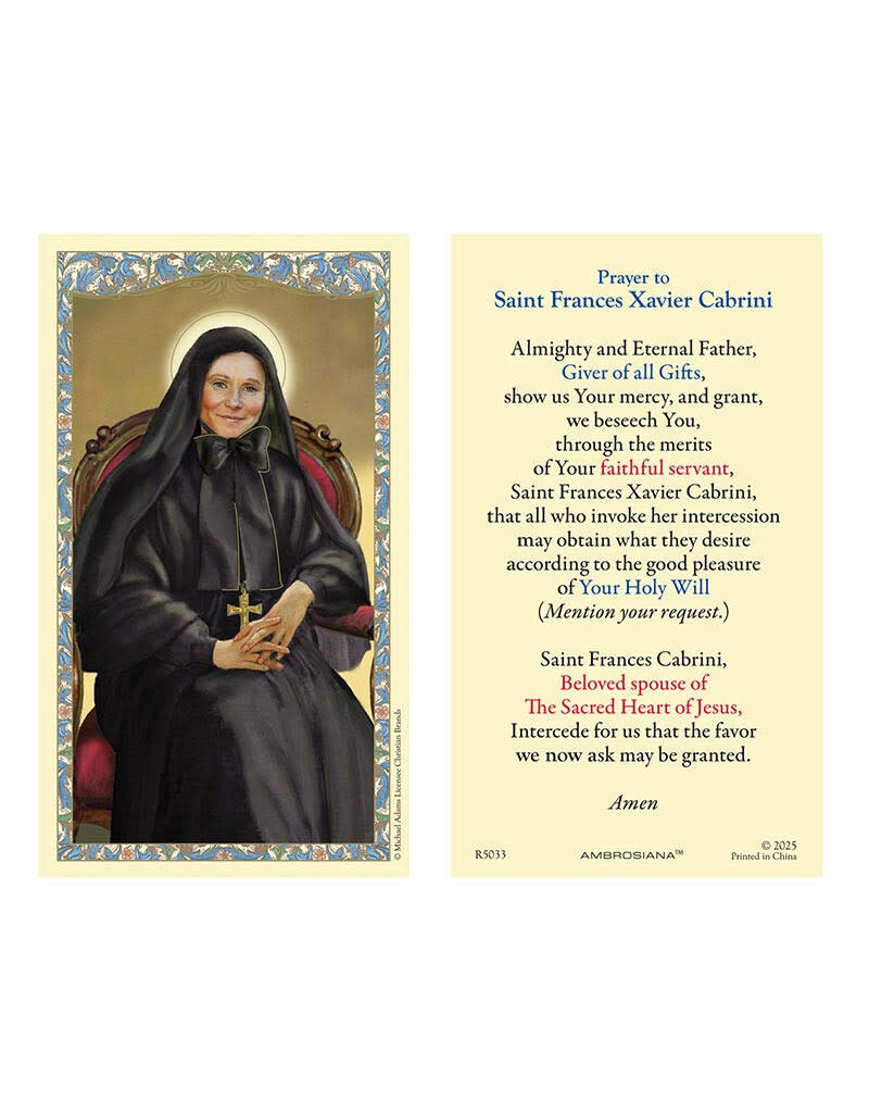 Ambrosiana St. Frances Cabrini Laminated Holy Card