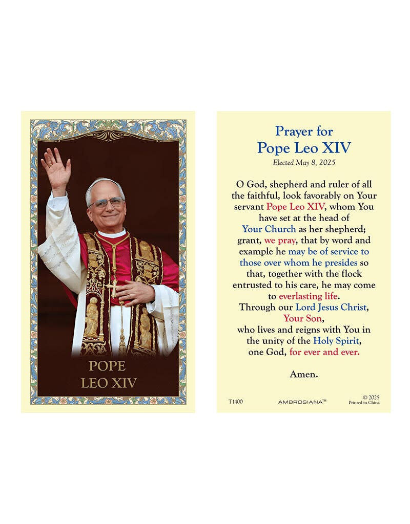 Ambrosiana Pope Leo XIV Laminated Holy Card