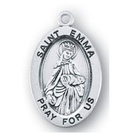 HMH Religious Sterling Silver St. Emma Oval Medal With a 18" Chain Necklace