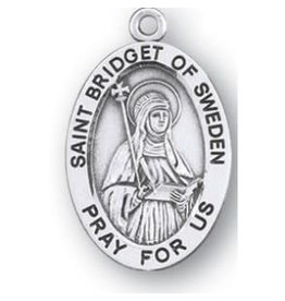 HMH Religious Sterling Silver Saint Bridget of Sweden Oval Medal