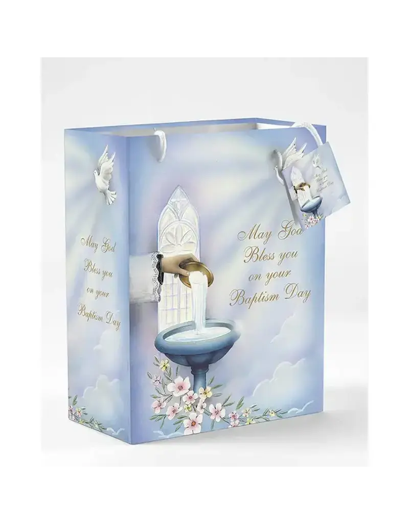 Lumen Mundi Small Baptism May God Bless You Gift Bag with Tissue (5" x 3.75")
