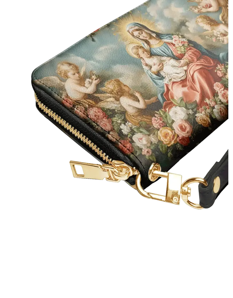 "Rosaria"  Faux Leather Wallet (Mary and the Child Jesus with Roses)