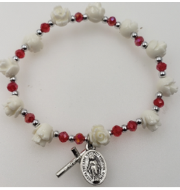 Lumen Mundi Ruby Flower Bracelet with medal and cross