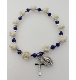 Lumen Mundi Sapphire Flower Bracelet with medal and cross