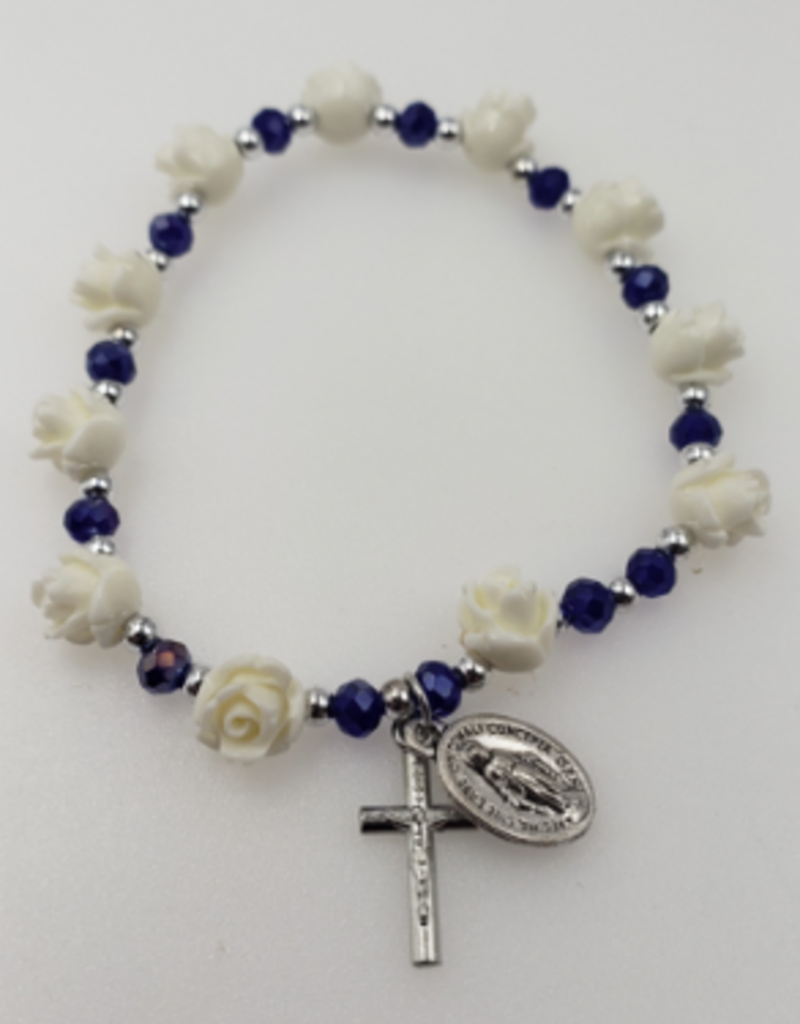 Lumen Mundi Sapphire Flower Bracelet with medal and cross