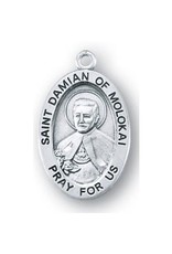HMH Religious Saint Damien of Molokai Oval Sterling Silver Medal