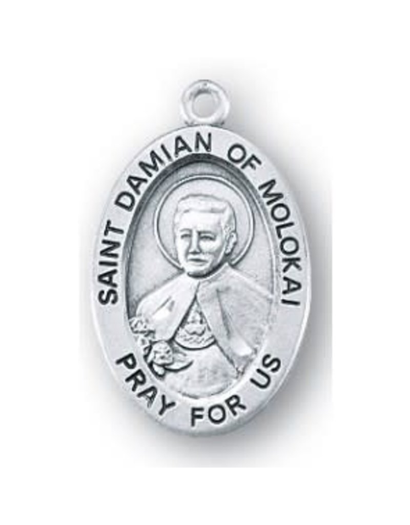 HMH Religious Saint Damien of Molokai Oval Sterling Silver Medal