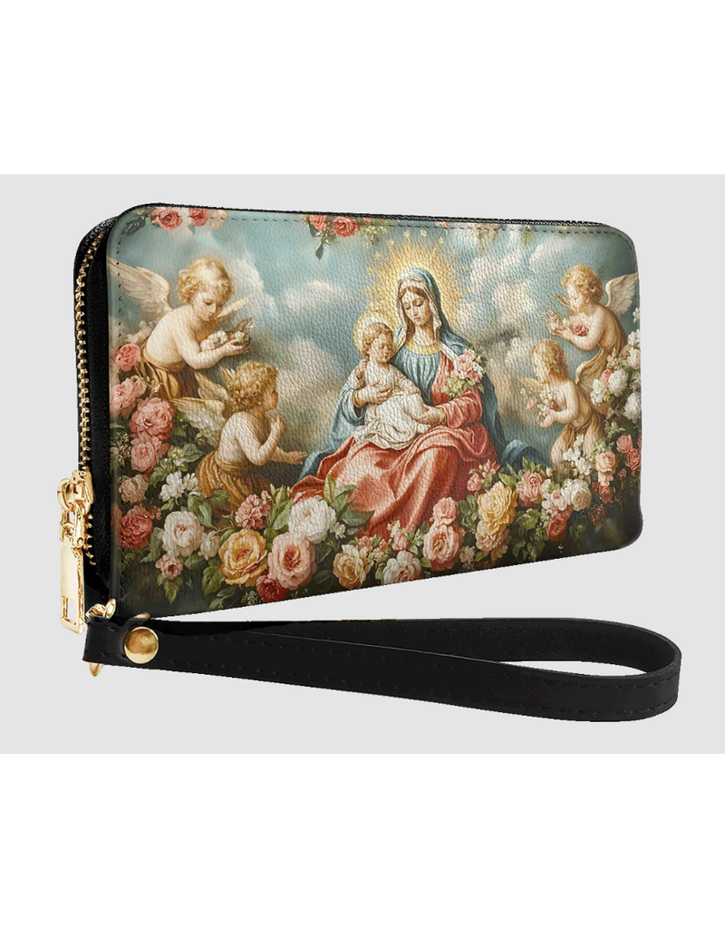 "Rosaria"  Faux Leather Wallet (Mary and the Child Jesus with Roses)
