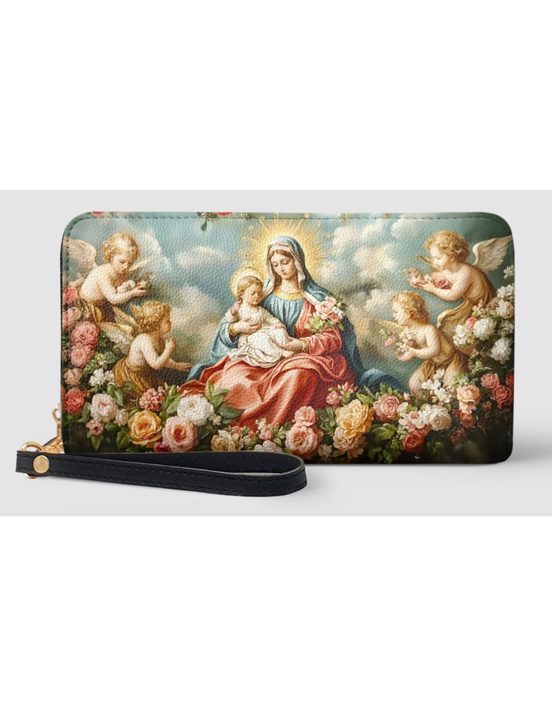 "Rosaria"  Faux Leather Wallet (Mary and the Child Jesus with Roses)