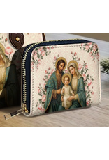 "Domora" Mini Faux Leather Wallet (Holy Family with Roses)