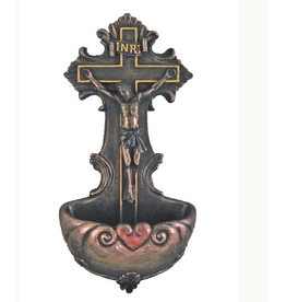 Goldscheider of Vienna 6.75"Crucifixion Bronze Holy Water font