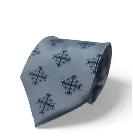 ProselyTies Blue Jerusalem Cross Necktie with White Accents