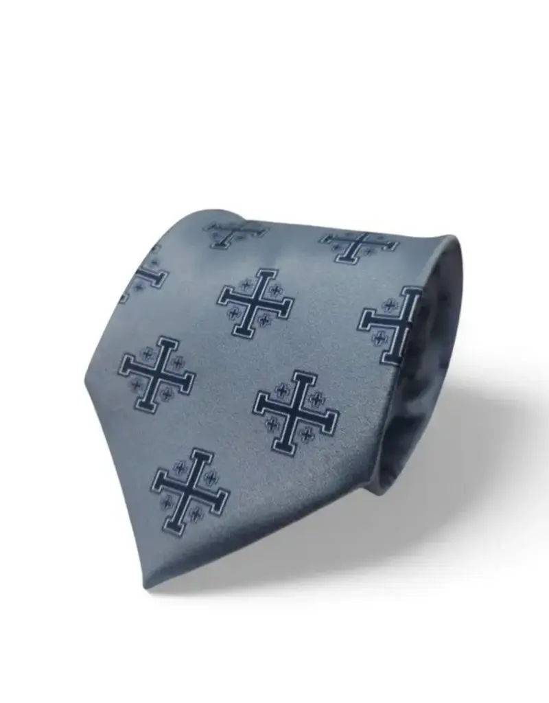 ProselyTies Blue Jerusalem Cross Necktie with White Accents
