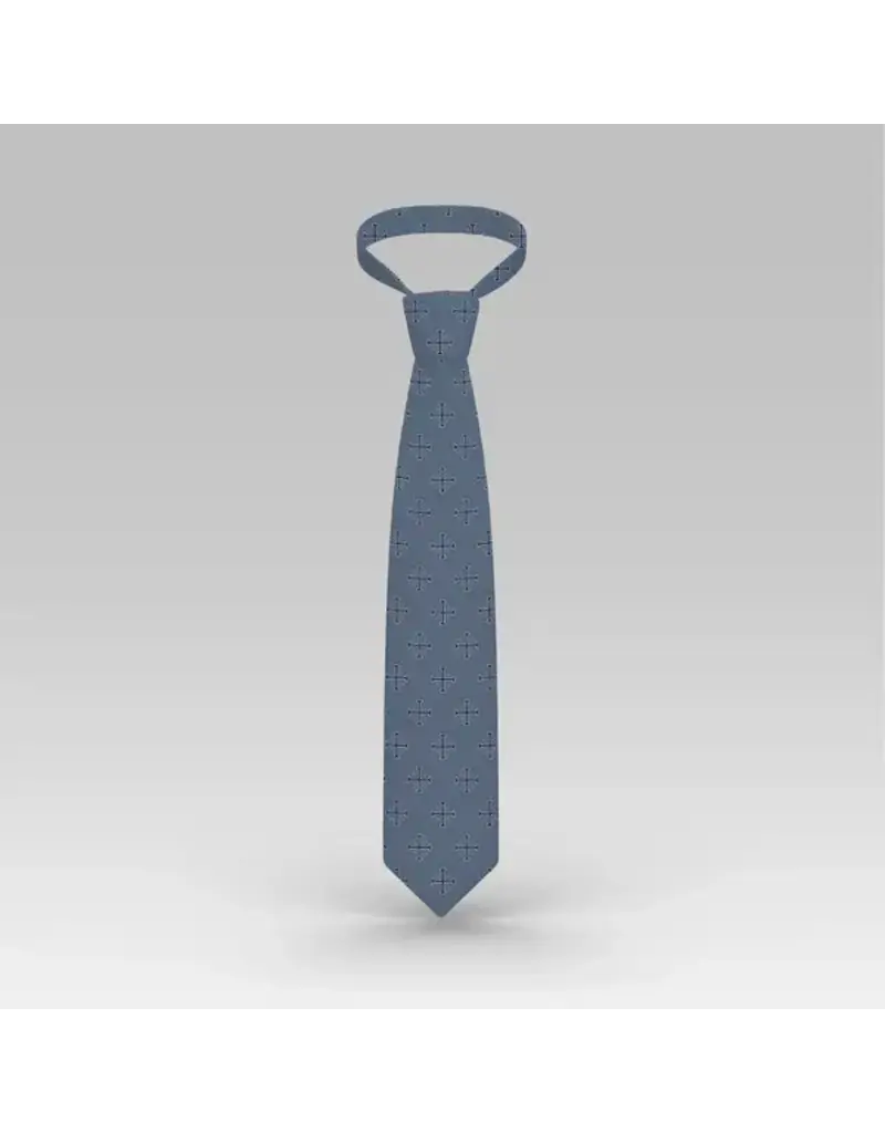 ProselyTies Blue Jerusalem Cross Necktie with White Accents