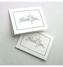 Altar + Home Silver Cross Thank You Notes - Box of 12 with Envelopes