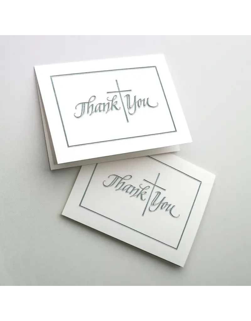 Altar + Home Silver Cross Thank You Notes - Box of 12 with Envelopes