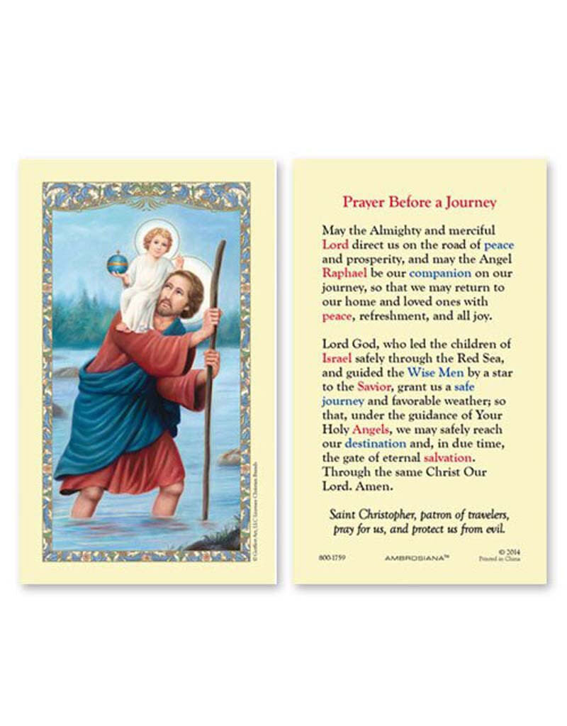 Ambrosiana Saint Christopher (Prayer Before a Journey) Laminated Holy Card