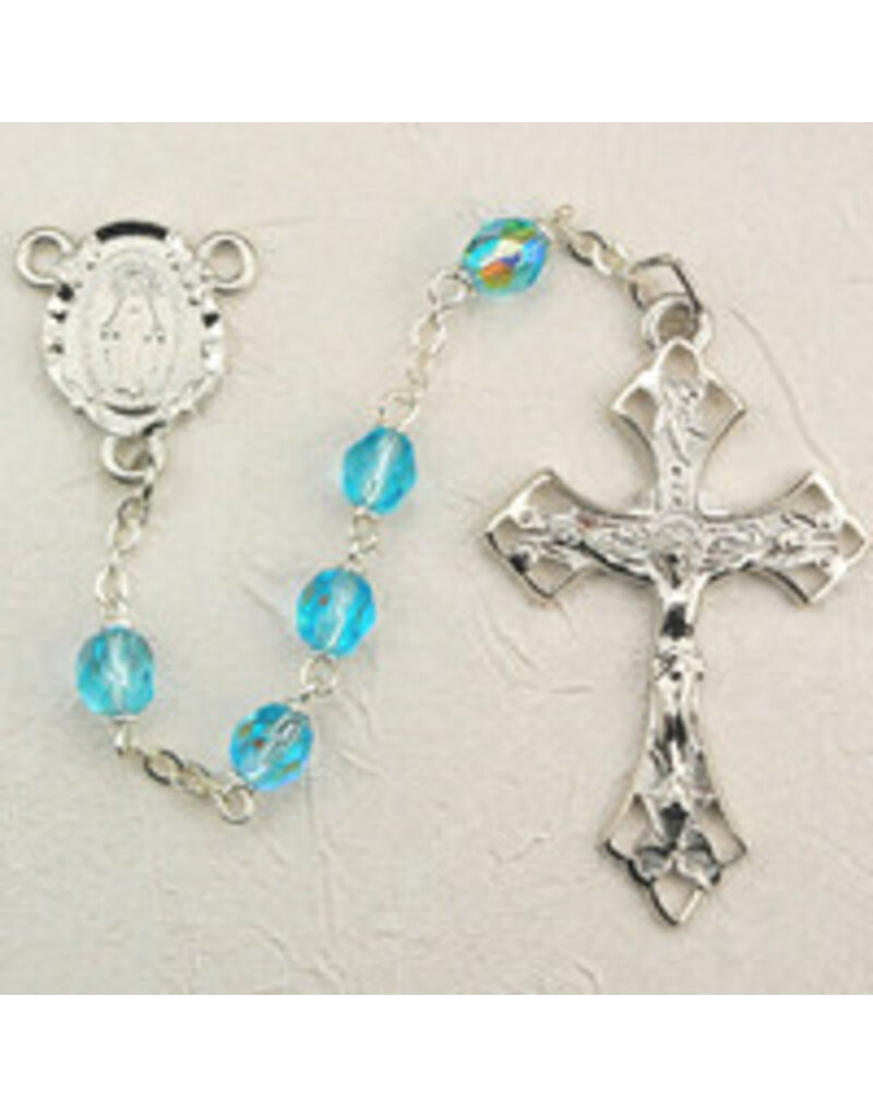 McVan 6mm Aqua Glass Bead Rosary
