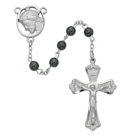 McVan 6mm Hematite Rosary with Crown of Thorns Centerpiece
