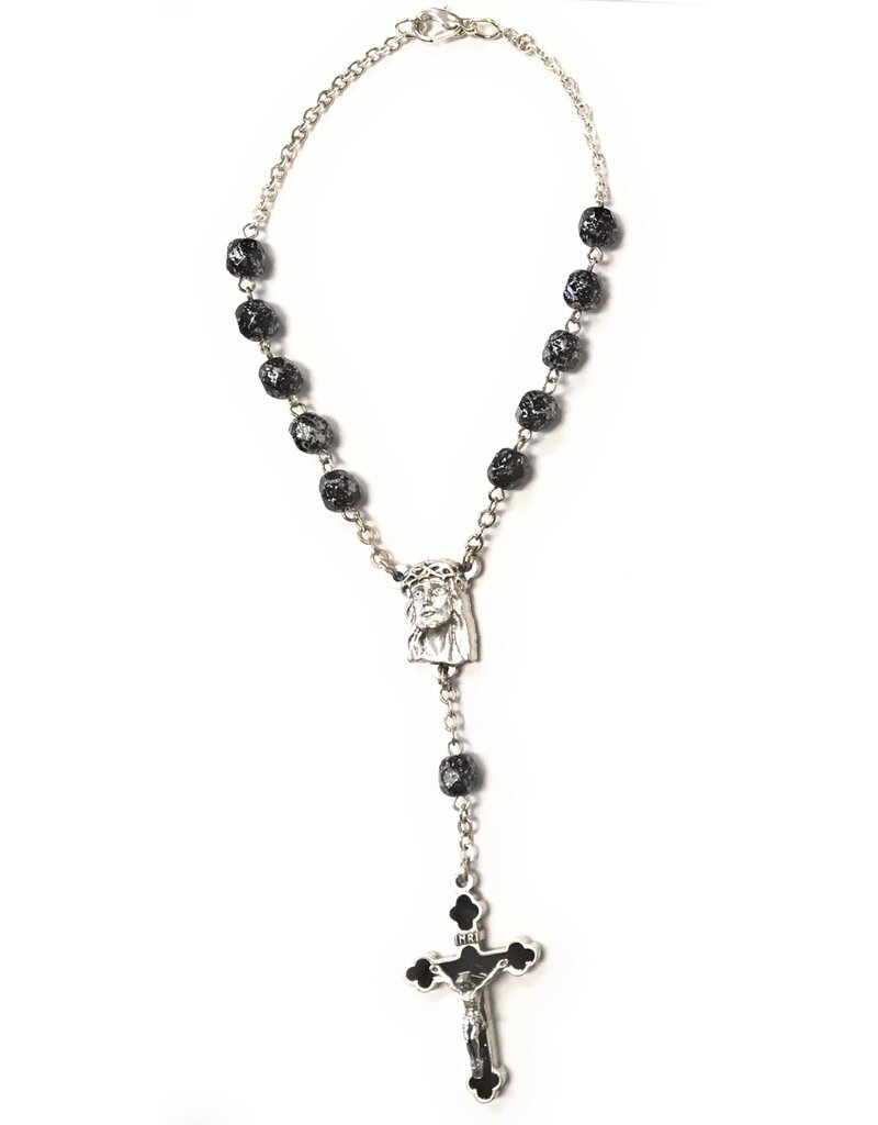 McVan Black Marble Pattern Ecco Homo Auto Rosary