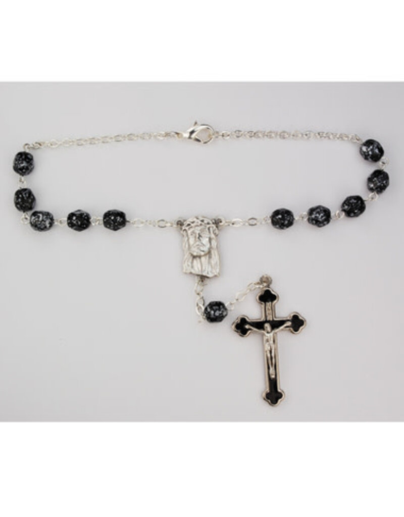 McVan Black Marble Pattern Ecco Homo Auto Rosary