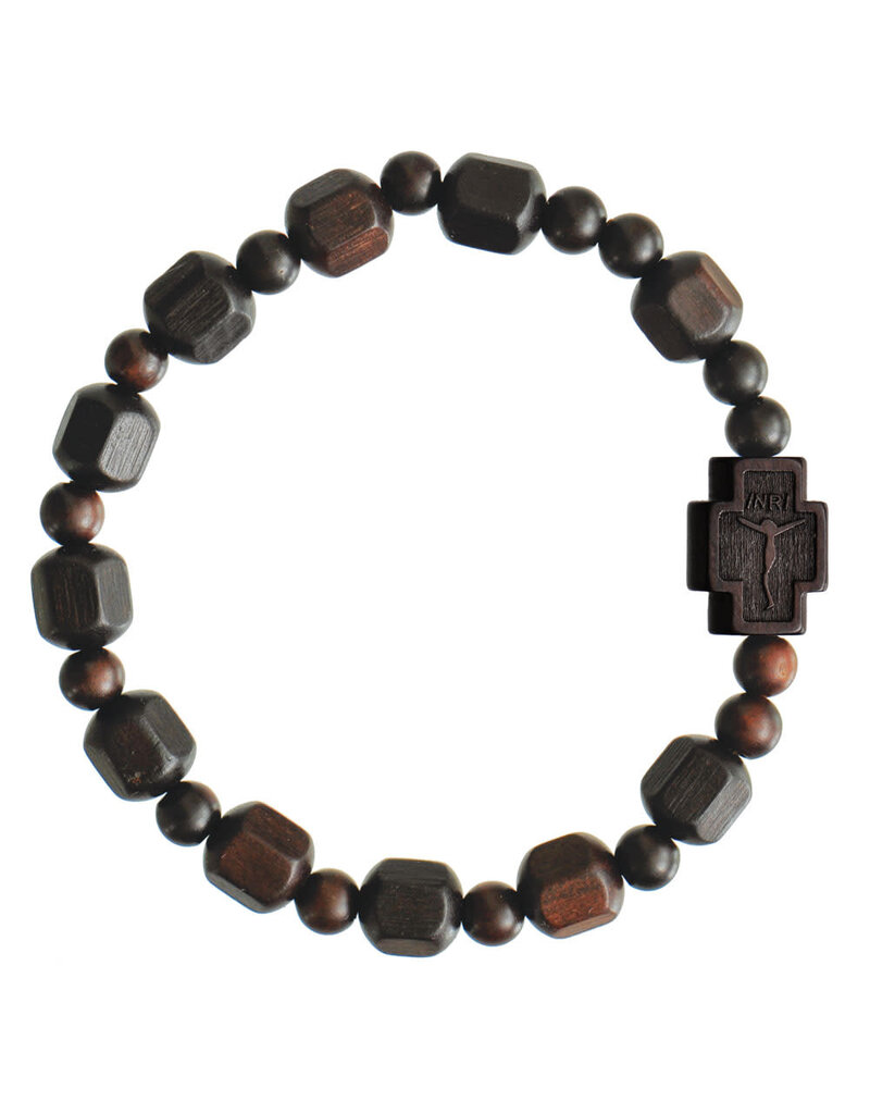 Sine Cera Hexagon Cut Jujube Wood 10mm Rosary Bracelet