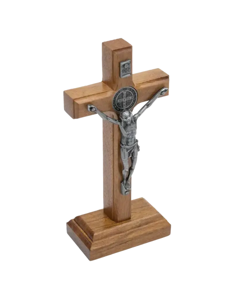 Lumen Mundi 4.75" Light Wood Crucifix with Onyx Corpus with Base
