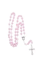 Devon Trading Company Rose Faux Pearl With Floral Our Father Beads