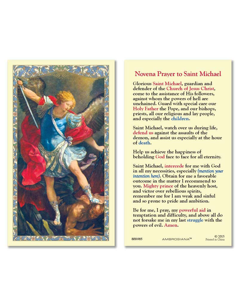 Ambrosiana St. Michael Novena Laminated Prayer Card