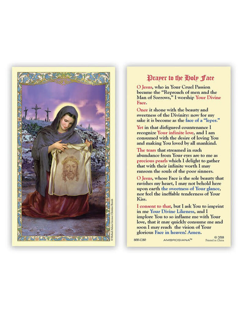 Ambrosiana Saint Veronica Laminated Holy Card, Prayer to the Holy Face