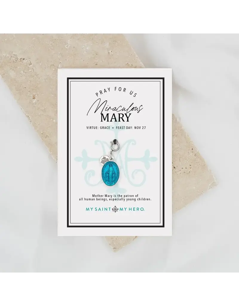 My Saint My Hero Miraculous Medal Charm Medium with Blue Large/Enamel