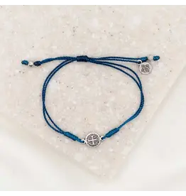 My Saint My Hero Breathe Blessing Bracelet - Silver / Denim