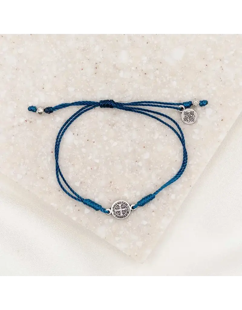 My Saint My Hero Breathe Blessing Bracelet - Silver / Denim